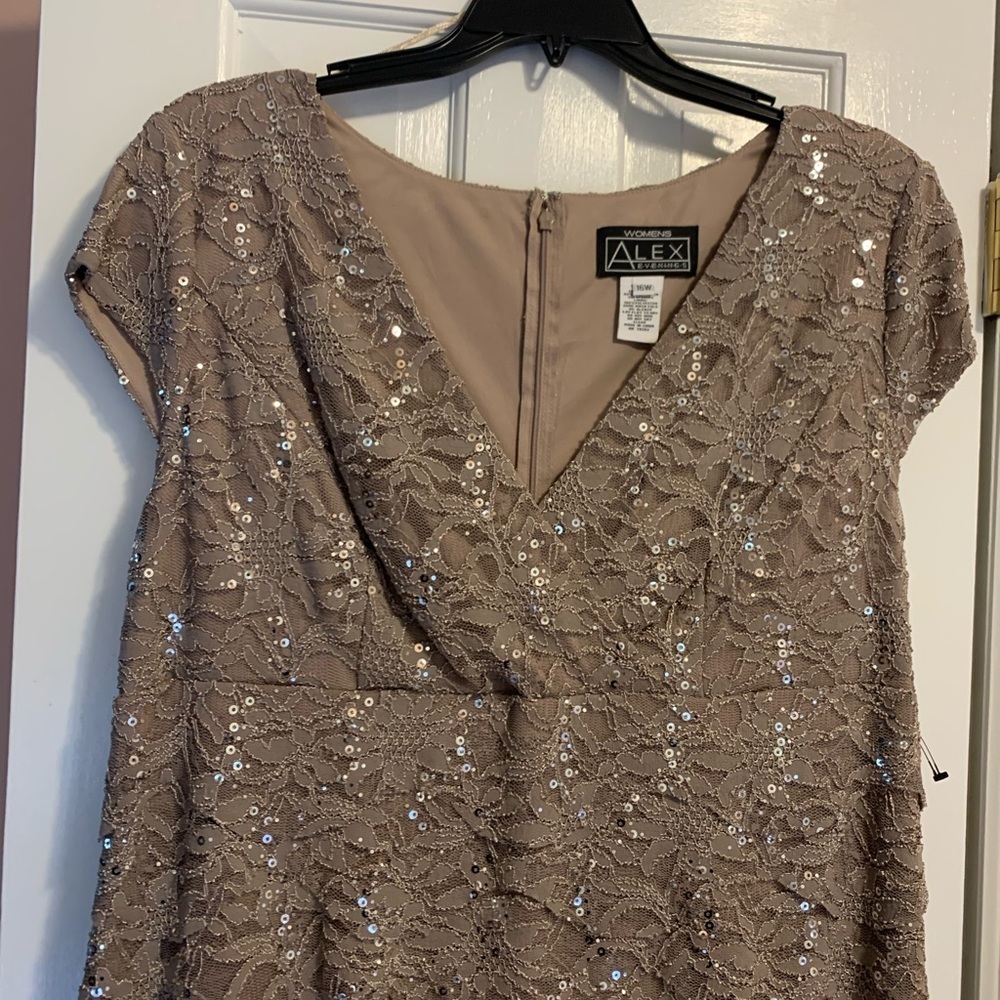 Alex Evenings Beige Lace Layered Dress - Picture 4 of 6